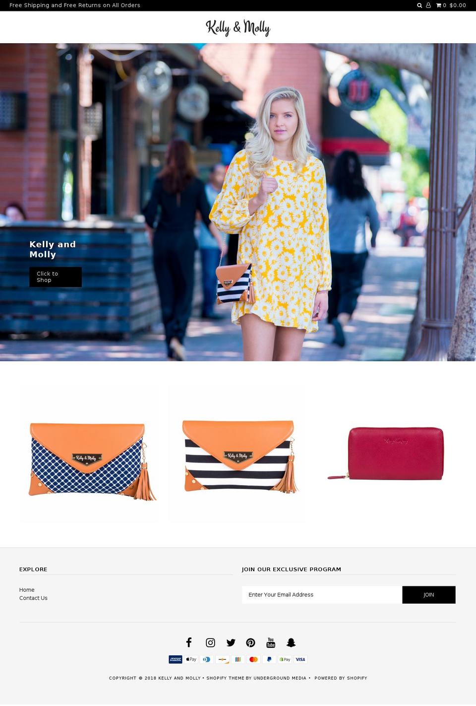 kellyandmolly.com shopify website screenshot