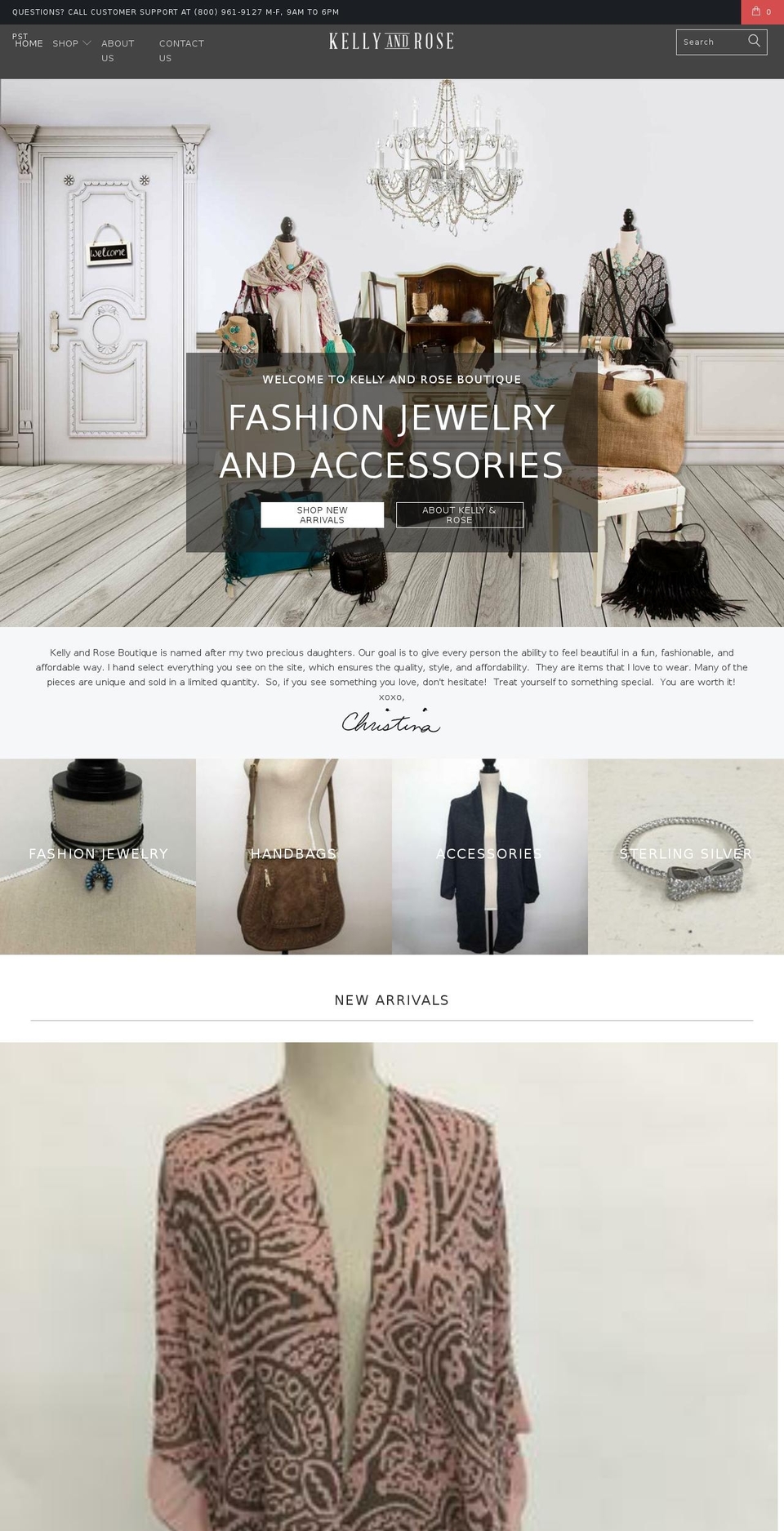 kellyandrose.com shopify website screenshot
