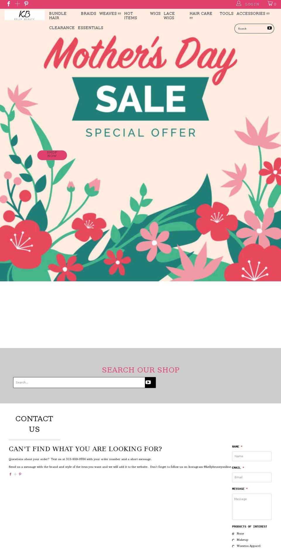 kellybeautyonline.com shopify website screenshot