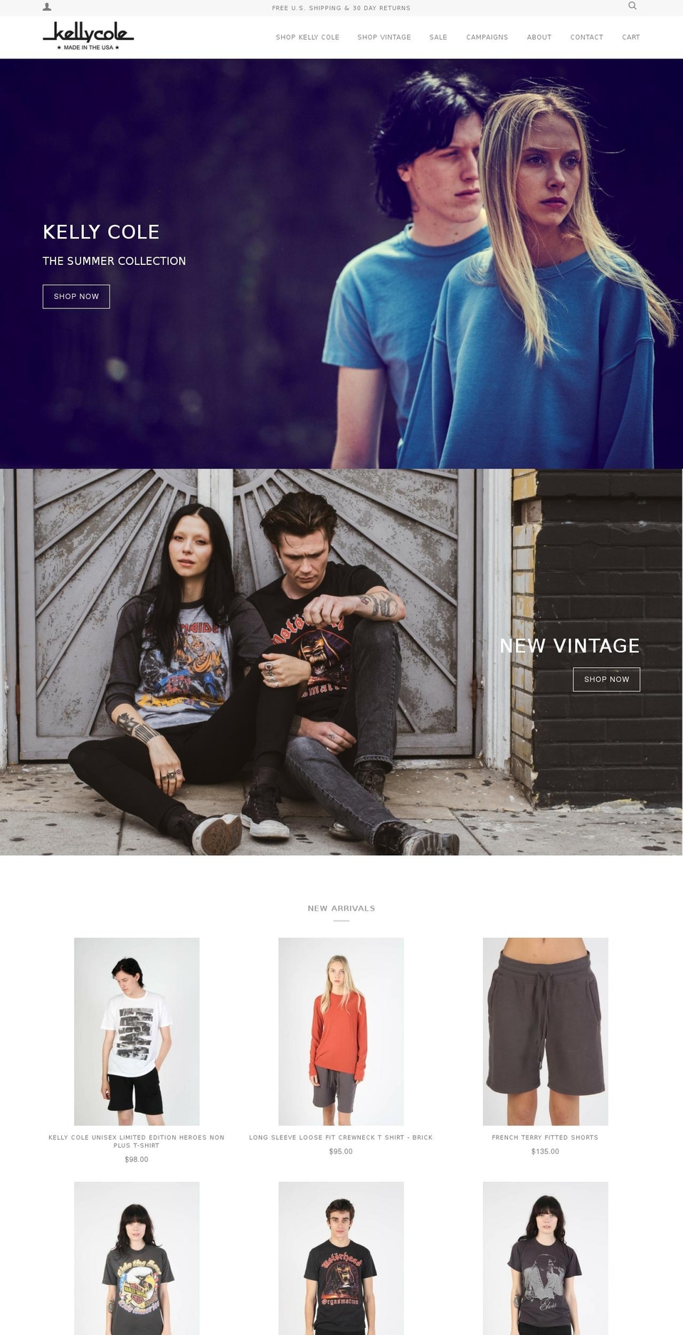 kellycoleusa.com — Shopify storefront screenshot