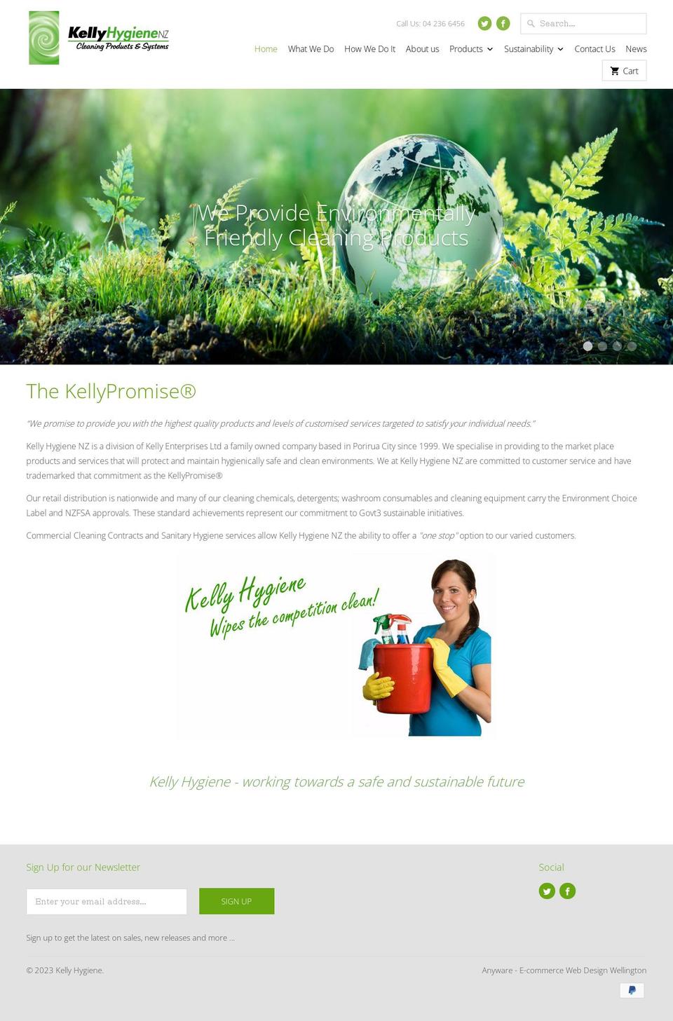 kellyhygiene.co.nz shopify website screenshot