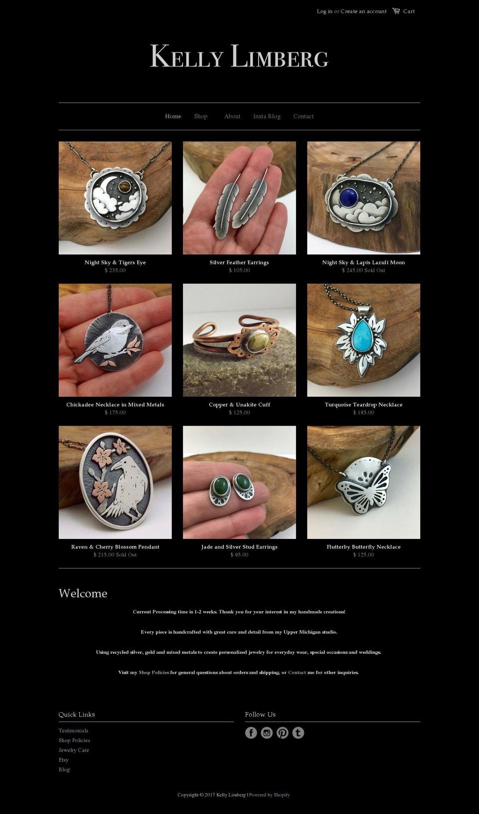 kellylimberg.com shopify website screenshot