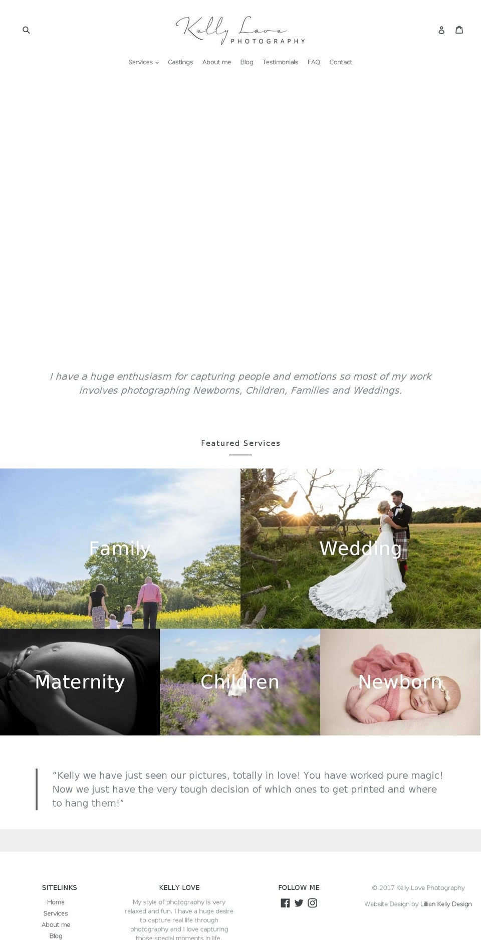 kellylovephotography.com — Shopify storefront screenshot
