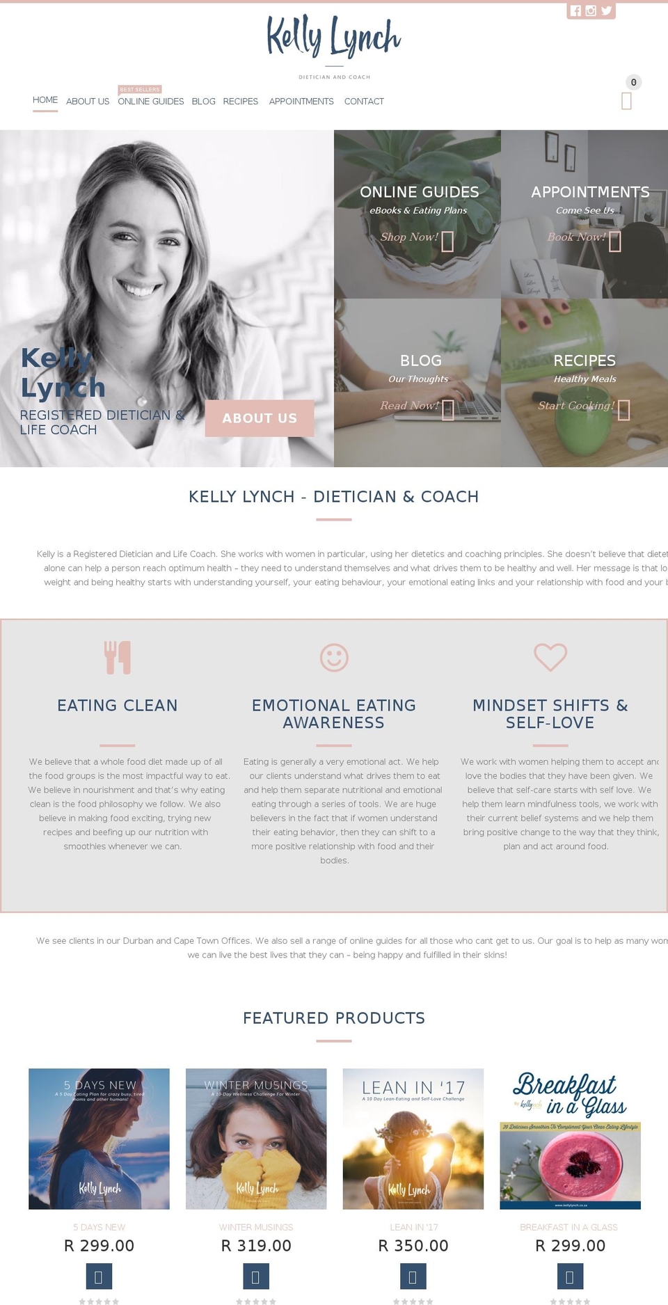 kellylynch.co.za shopify website screenshot