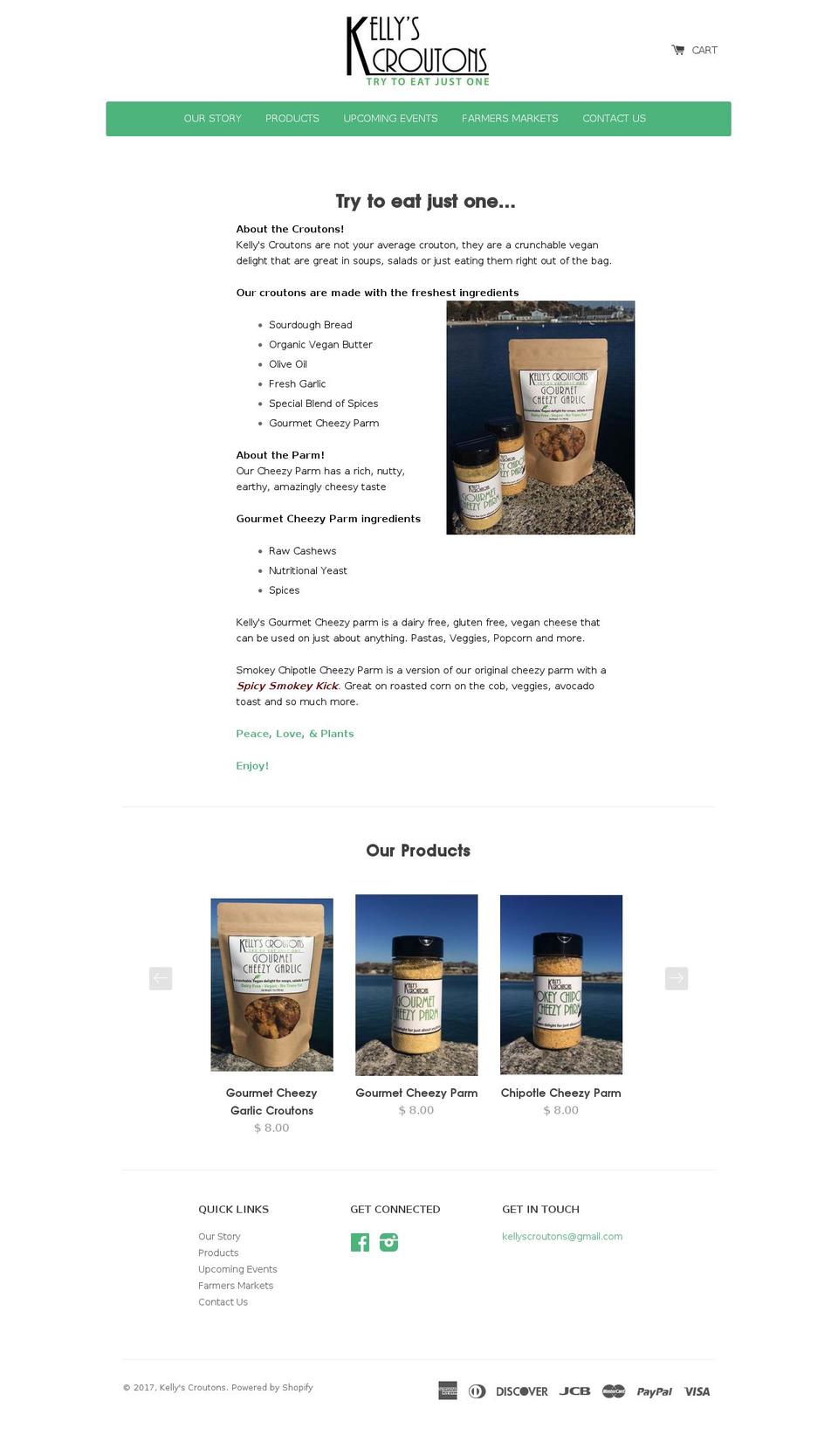 kellyscroutons.com shopify website screenshot