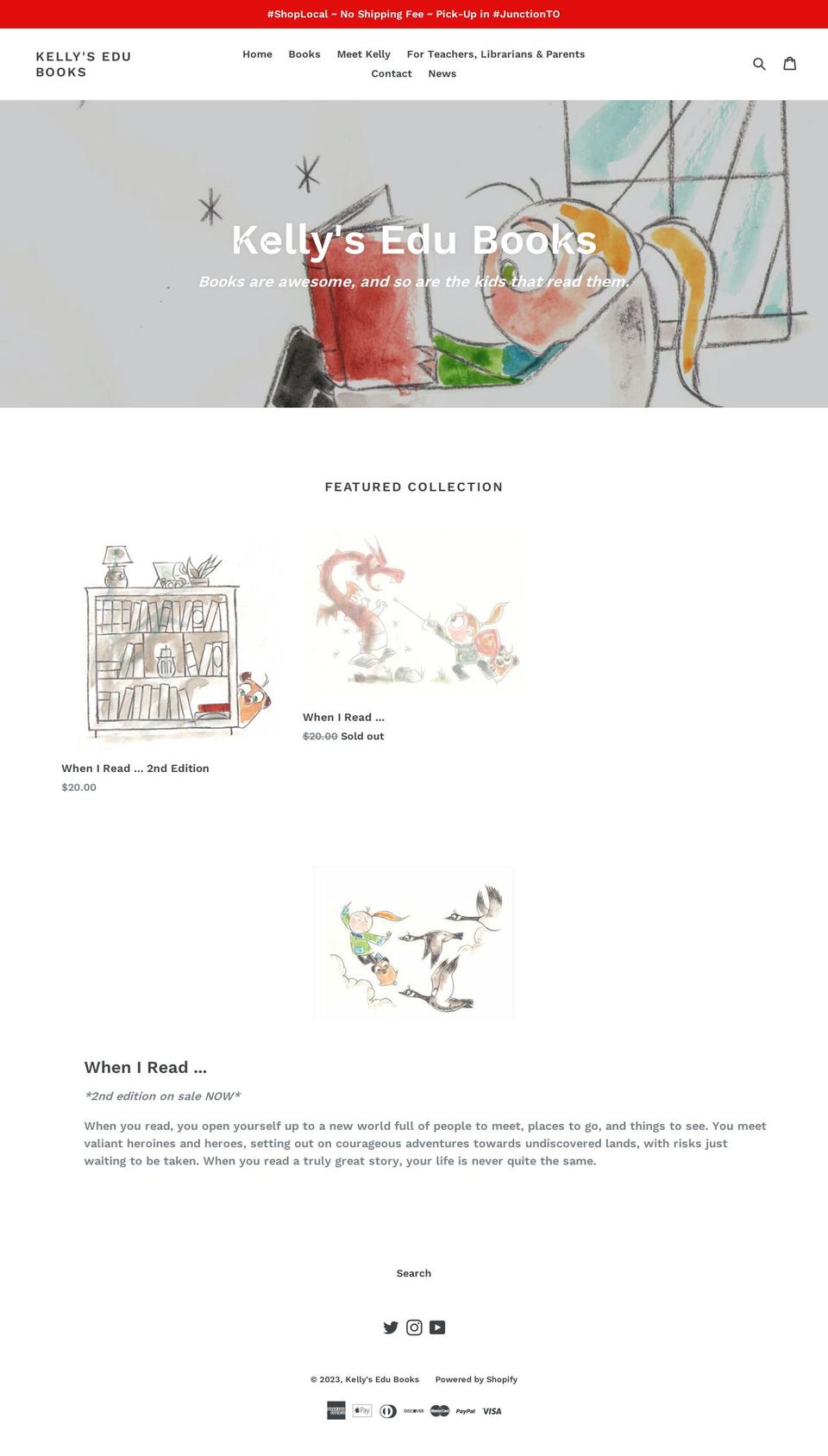 kellysedubooks.com — Shopify storefront screenshot