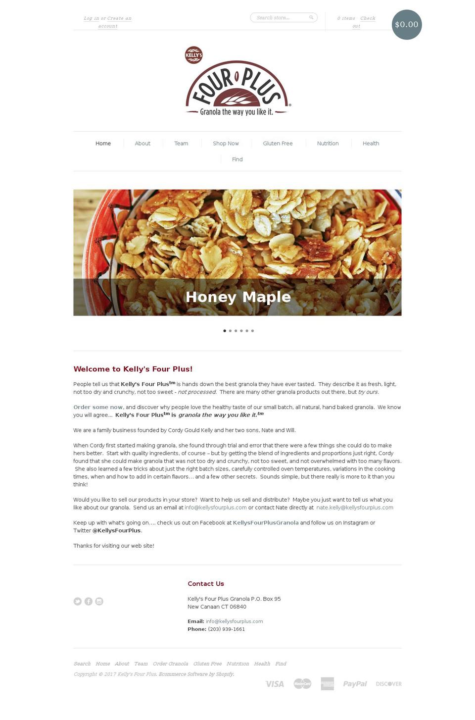 kellysgranola.com shopify website screenshot