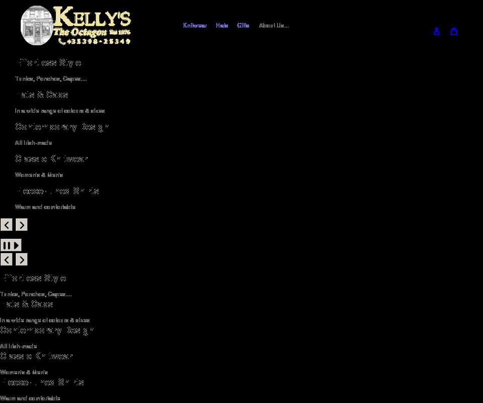 kellysknitwear.com shopify website screenshot