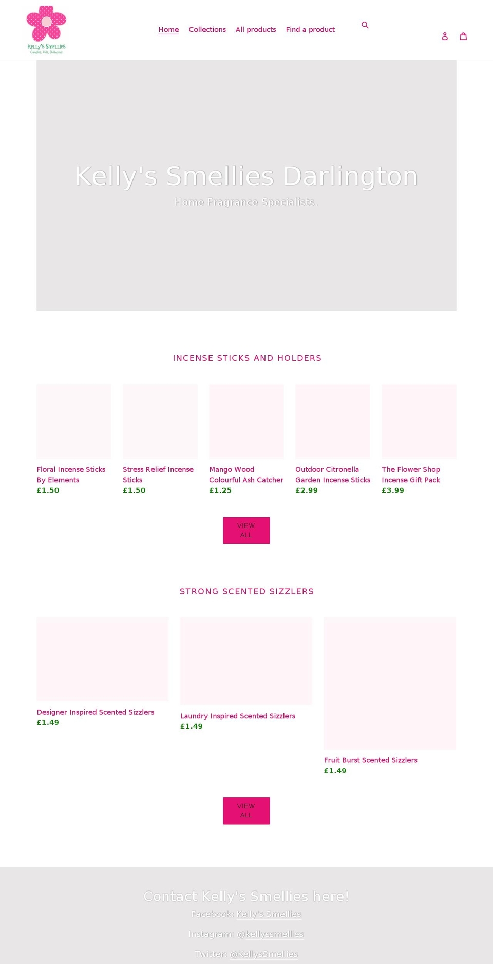 kellyssmellies.co.uk shopify website screenshot