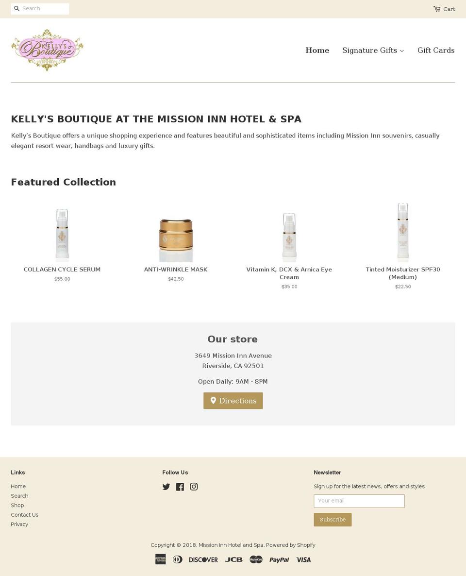 kellysspaboutique.com shopify website screenshot