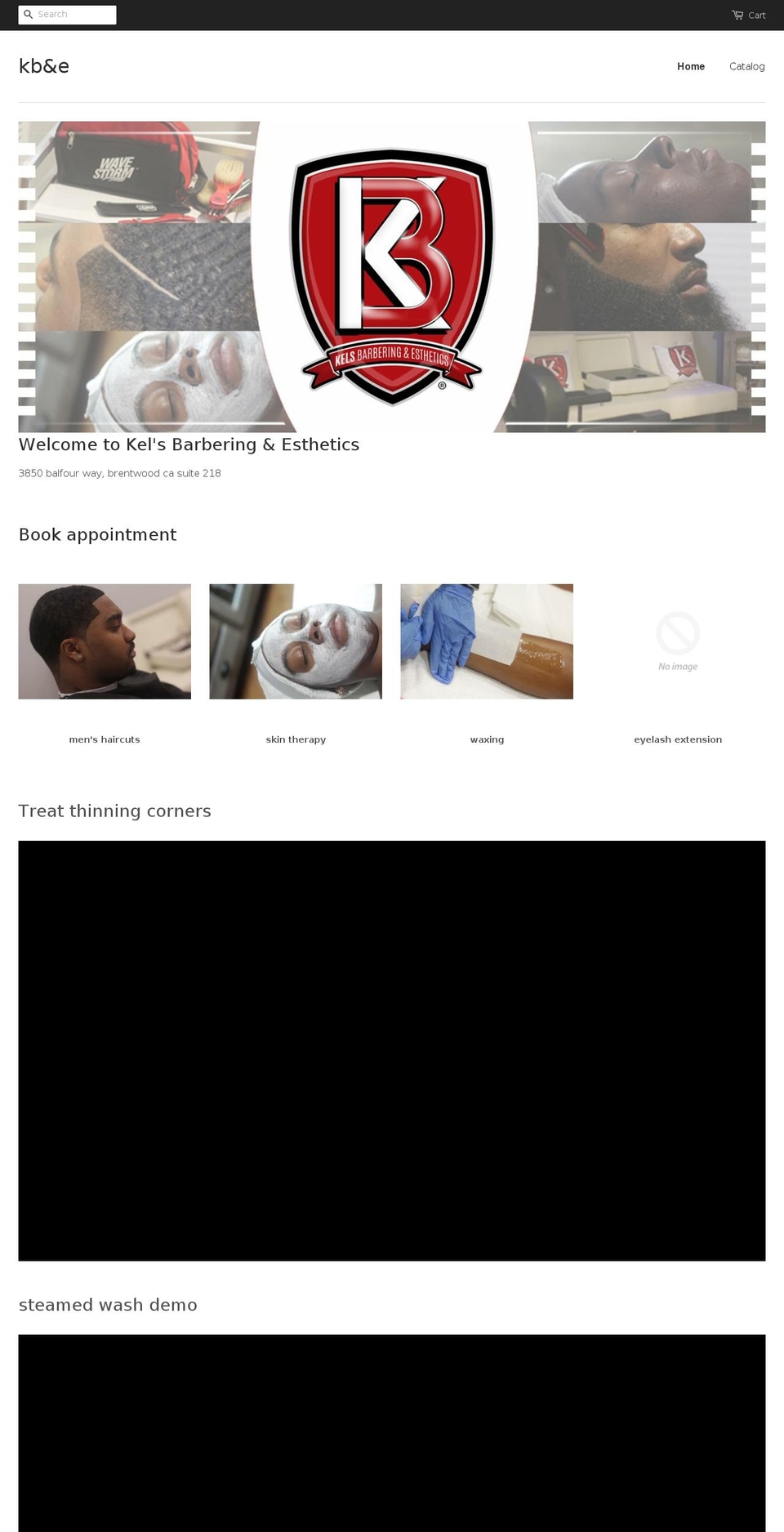 kelsbarberingesthetics.com — Shopify storefront screenshot