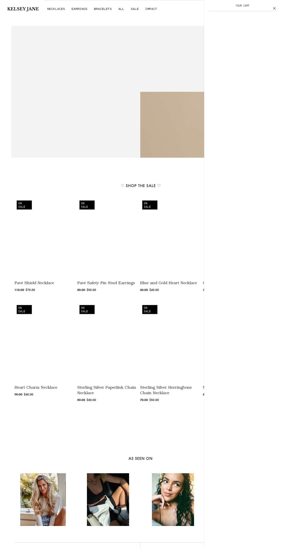 kelseyjanejewelry.com shopify website screenshot