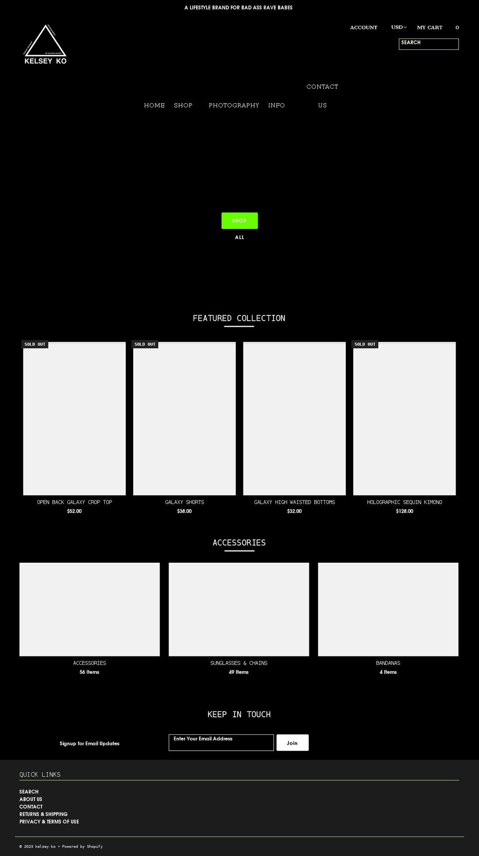 kelseyko.com shopify website screenshot