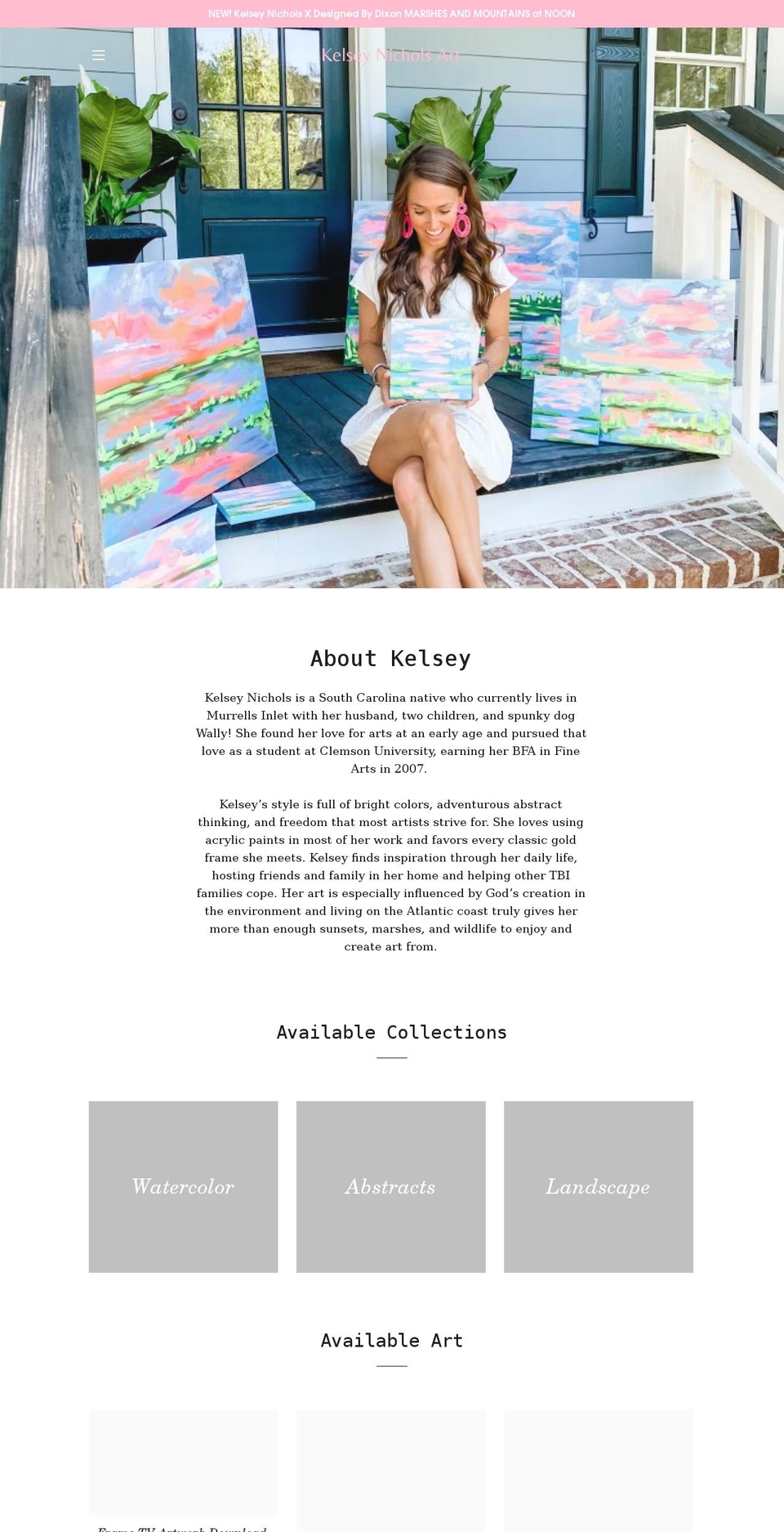 kelseynicholsart.com shopify website screenshot