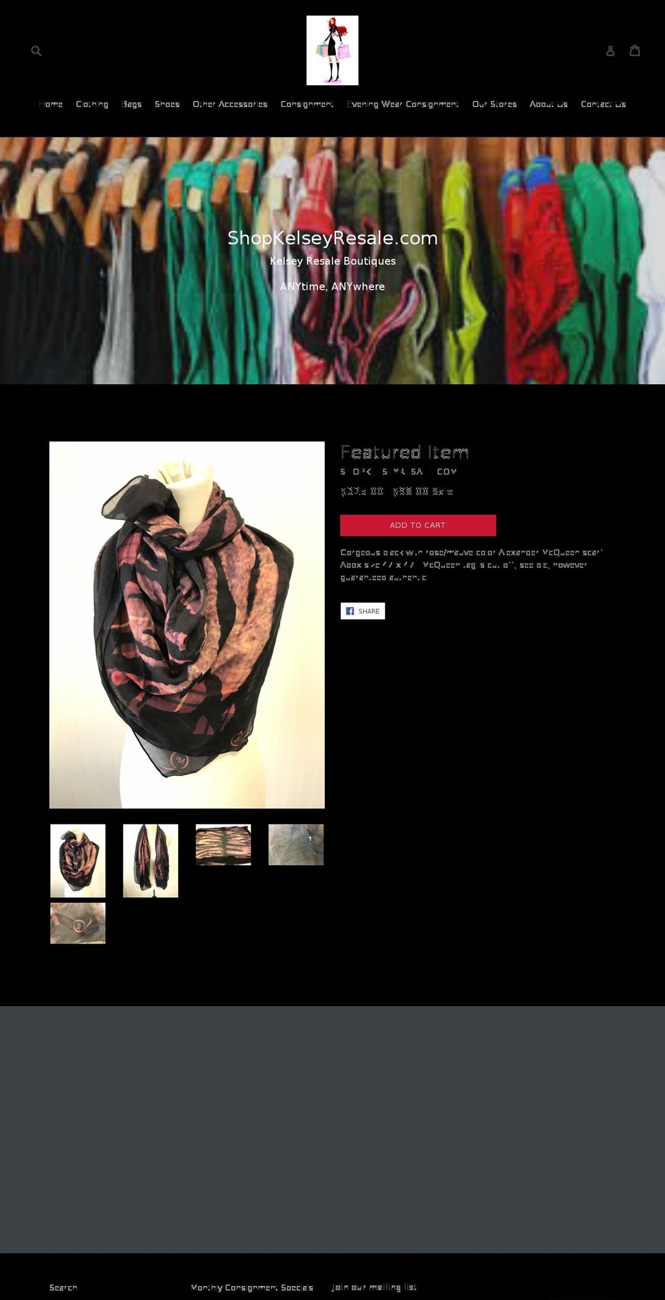 kelseyresale.com shopify website screenshot