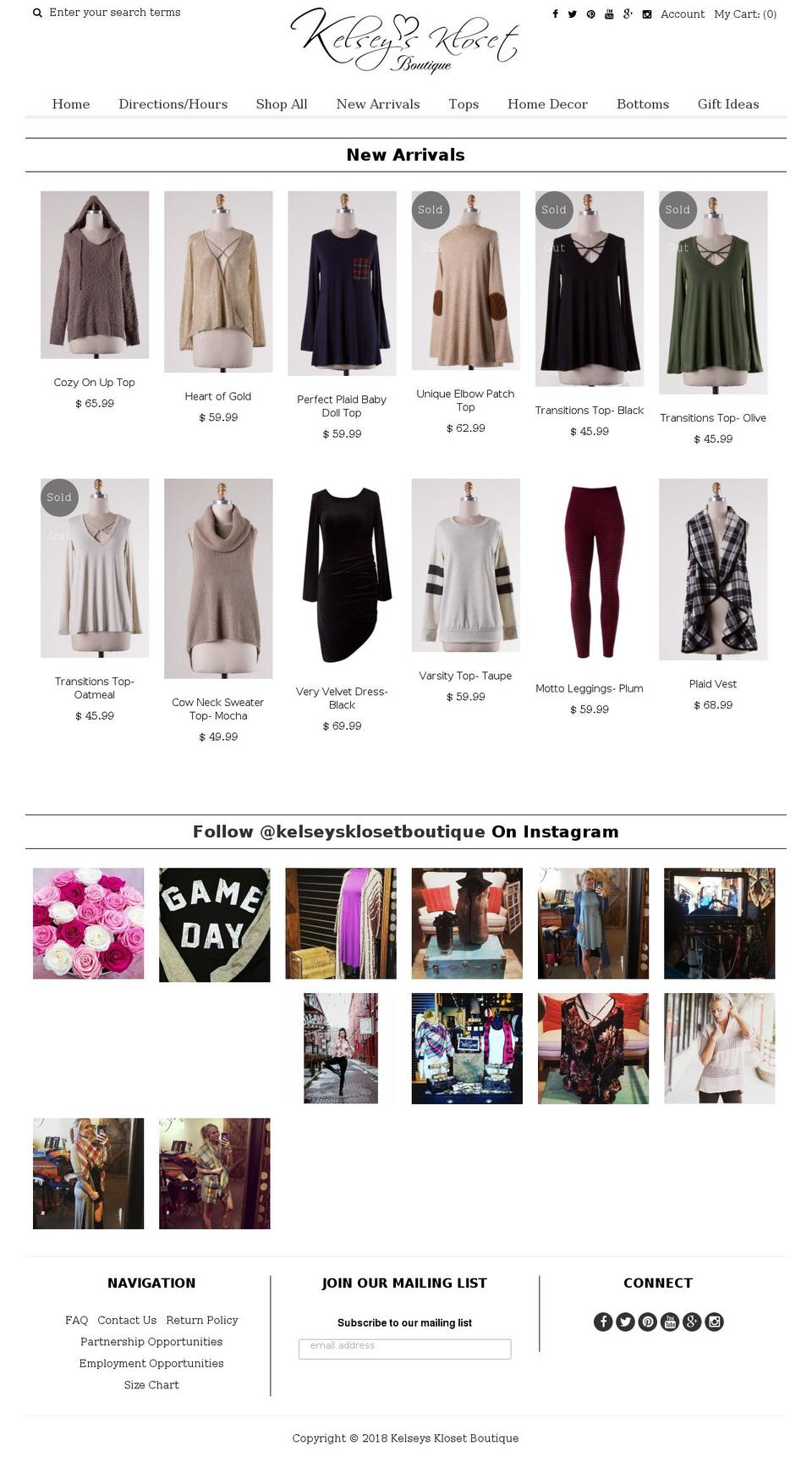 kelseyskloset.net shopify website screenshot