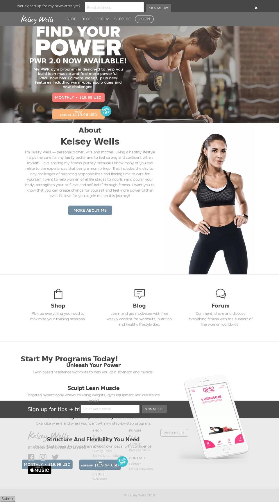 kelseywells.com shopify website screenshot