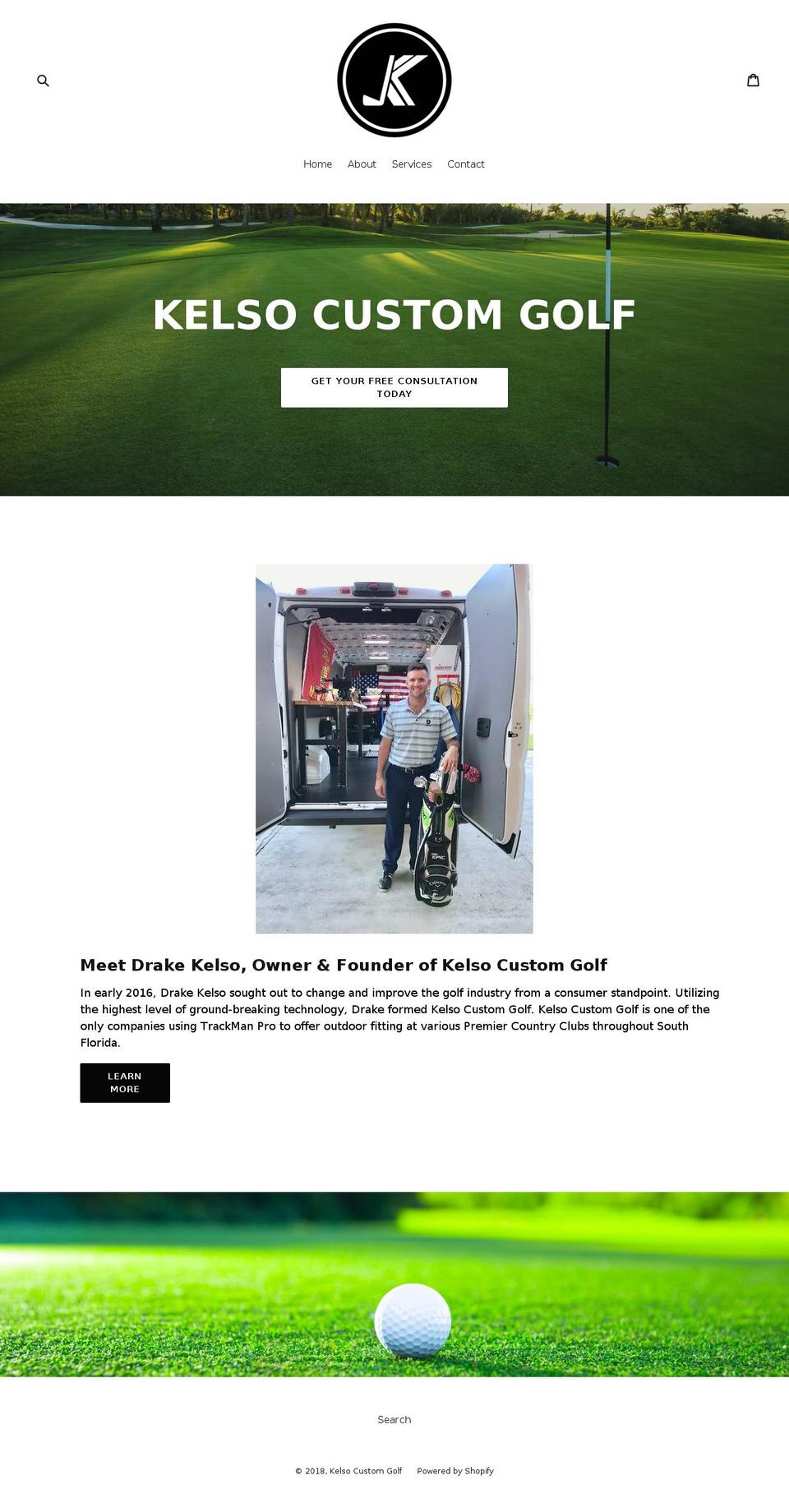 kelsocustomgolf.com — Shopify storefront screenshot