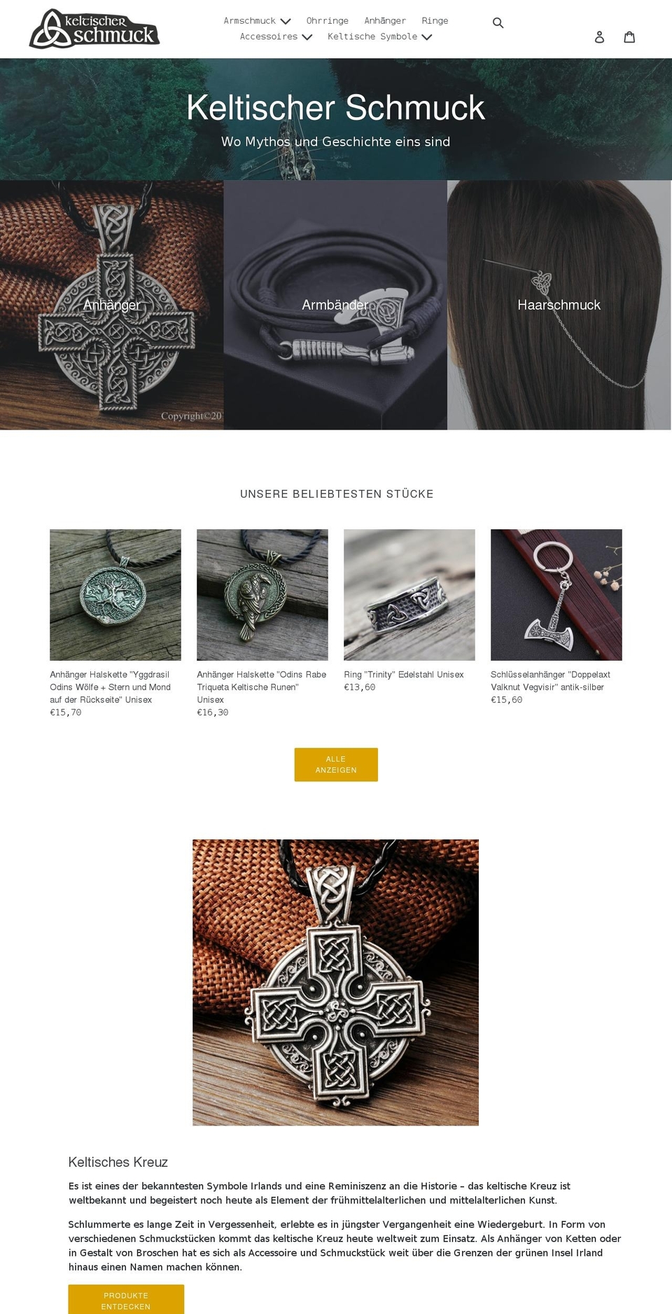 keltischer-schmuck.de shopify website screenshot