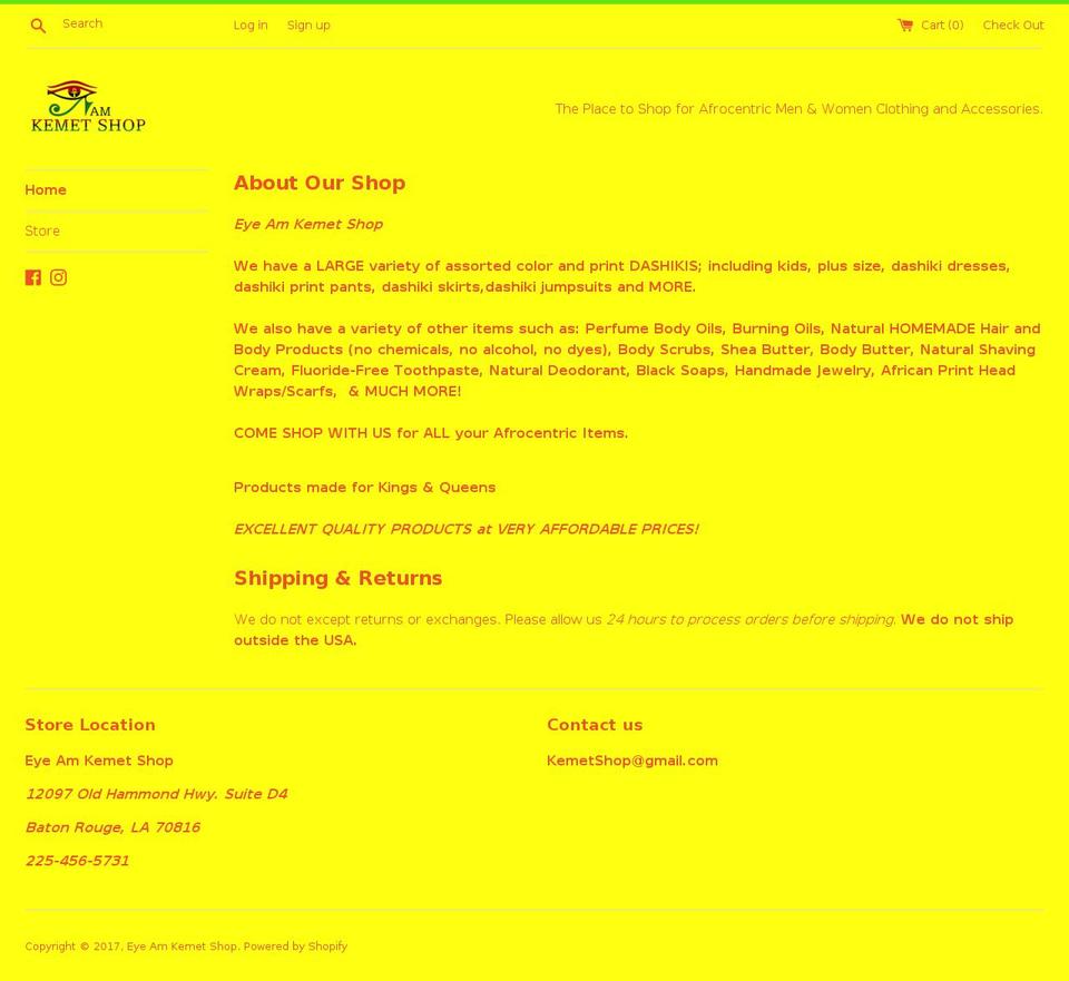 kemetshop.com shopify website screenshot