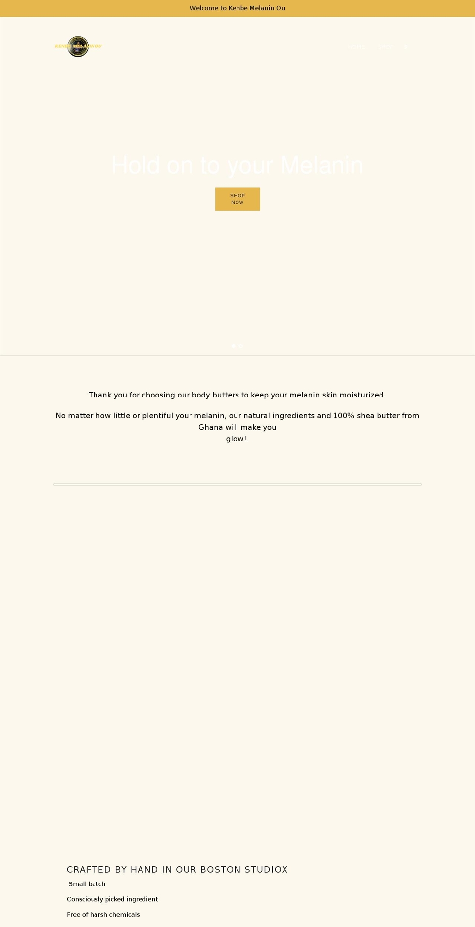 kenbemelaninou.com shopify website screenshot