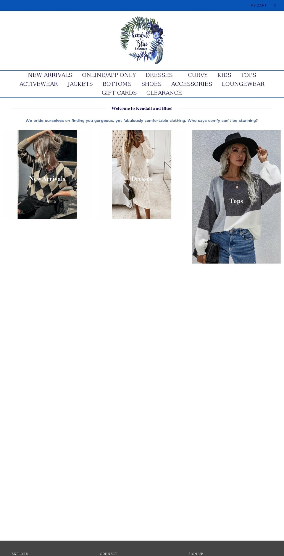 kendallandblue.com — Shopify storefront screenshot