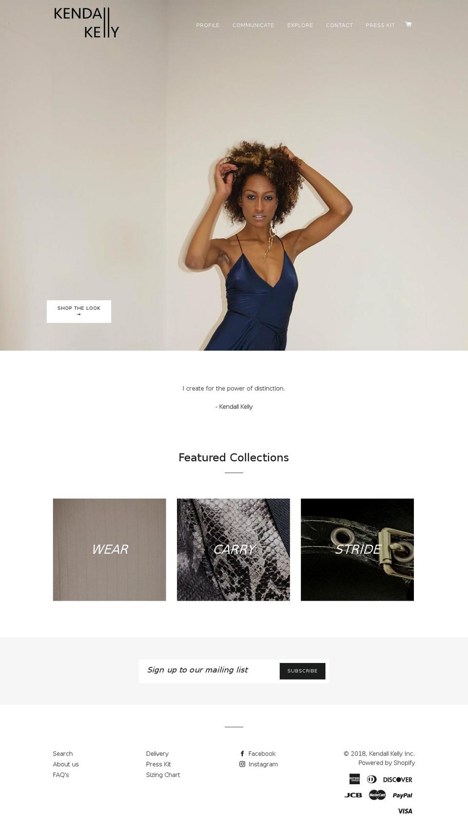 kendallkellyinc.com shopify website screenshot