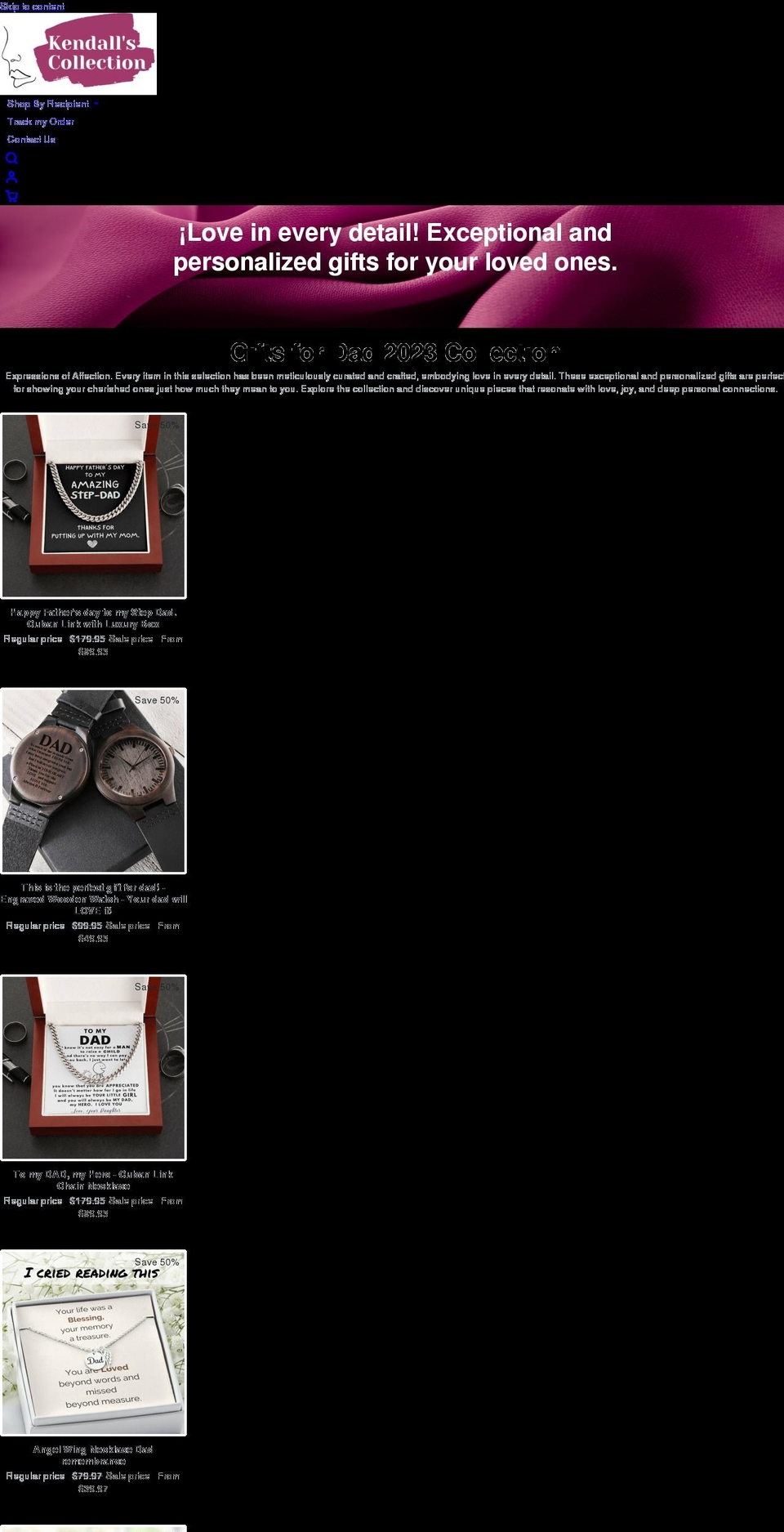 kendallscollection.com shopify website screenshot