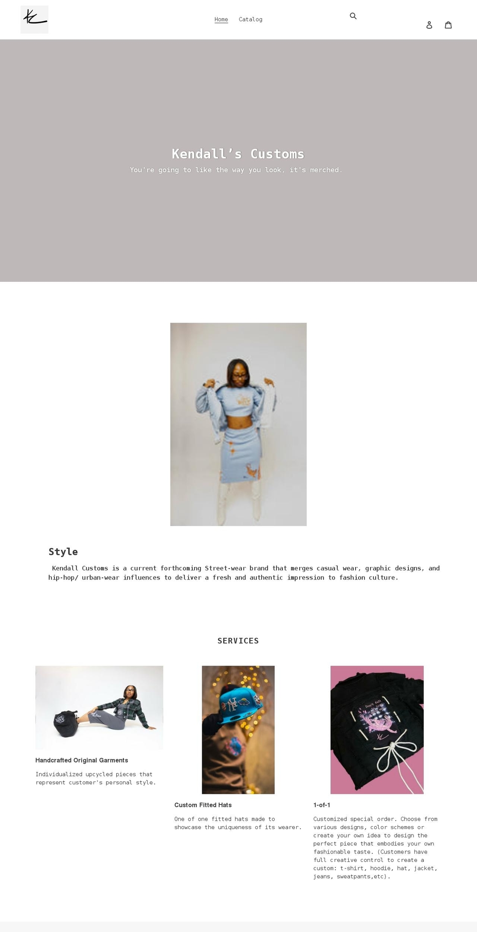 kendallscustoms.com shopify website screenshot