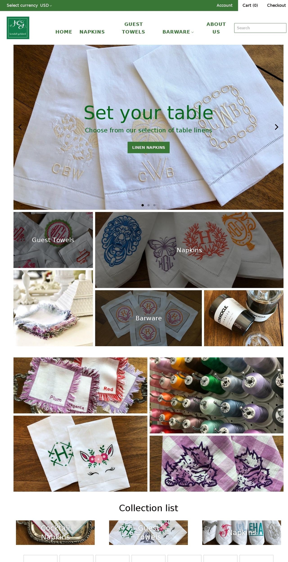 kendallsdesigns.com — Shopify storefront screenshot