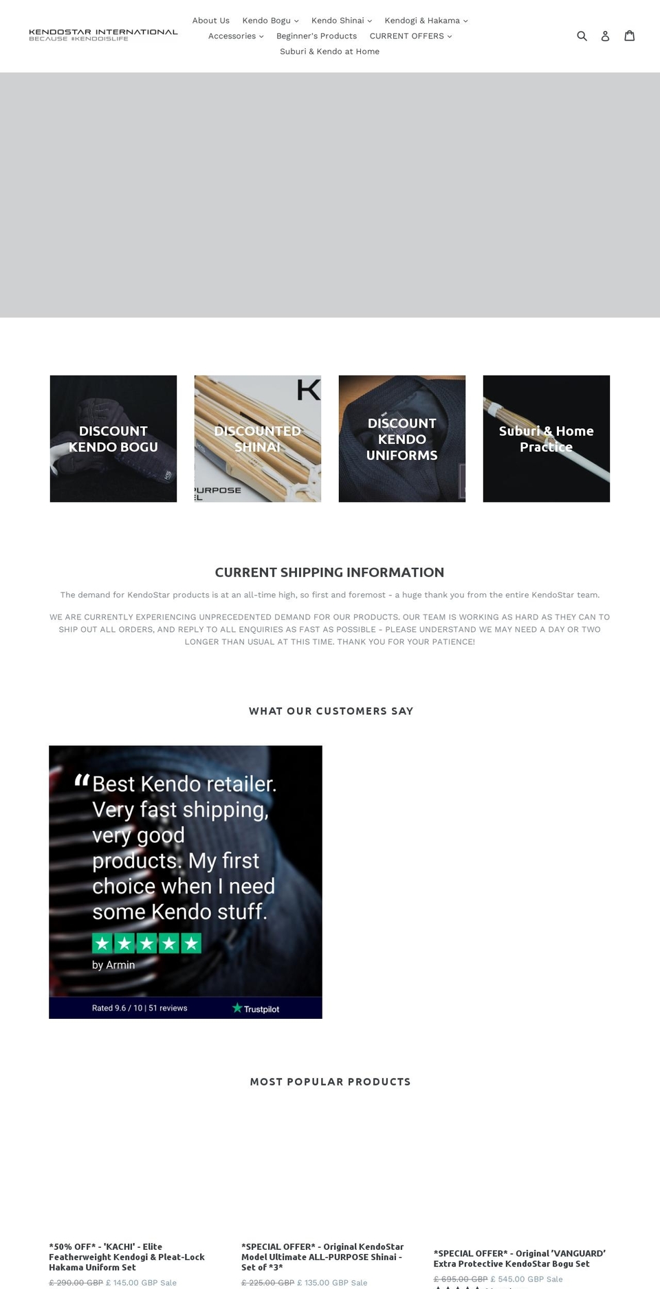 kendostar.co.uk shopify website screenshot