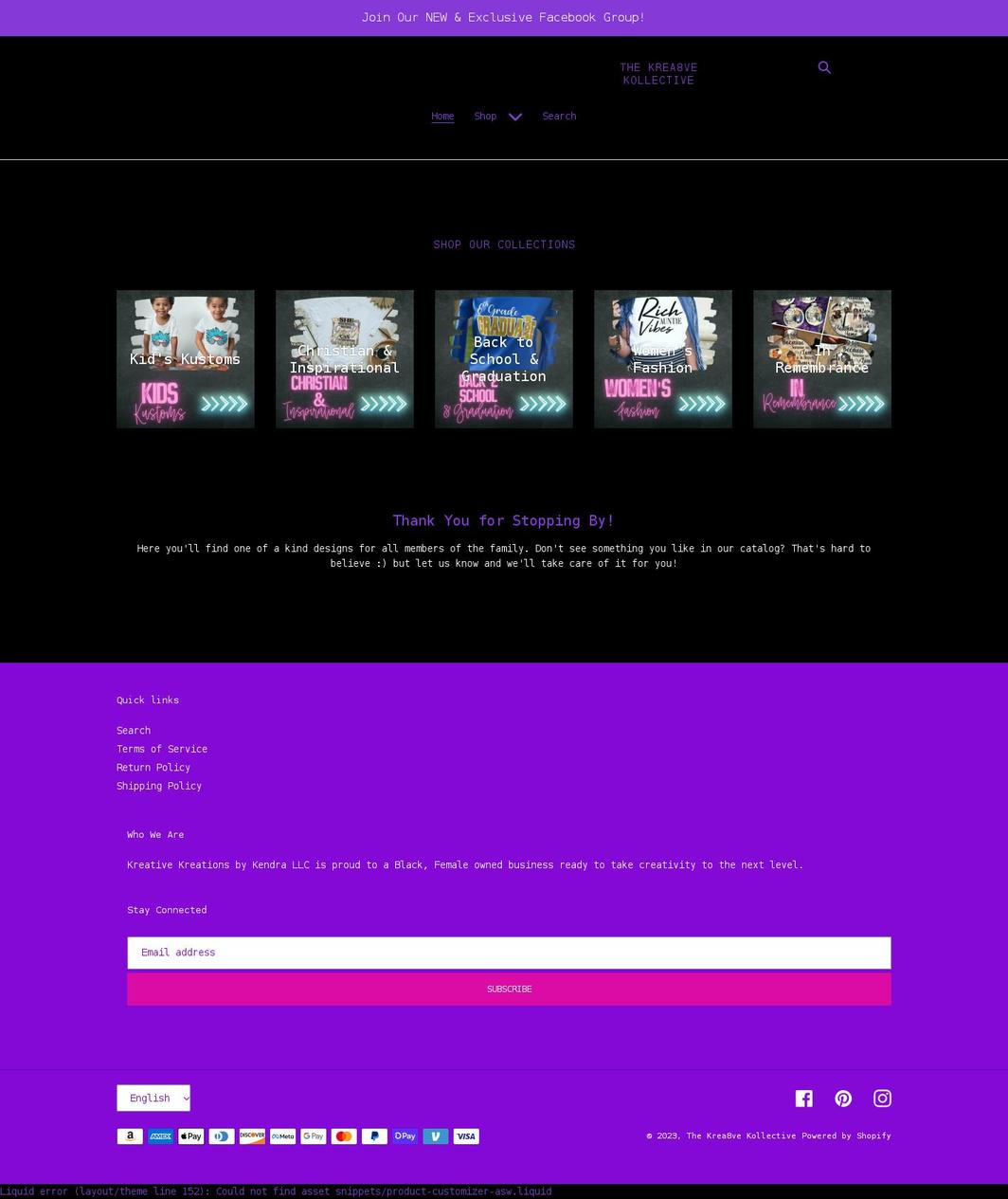 kendrakreates.com shopify website screenshot