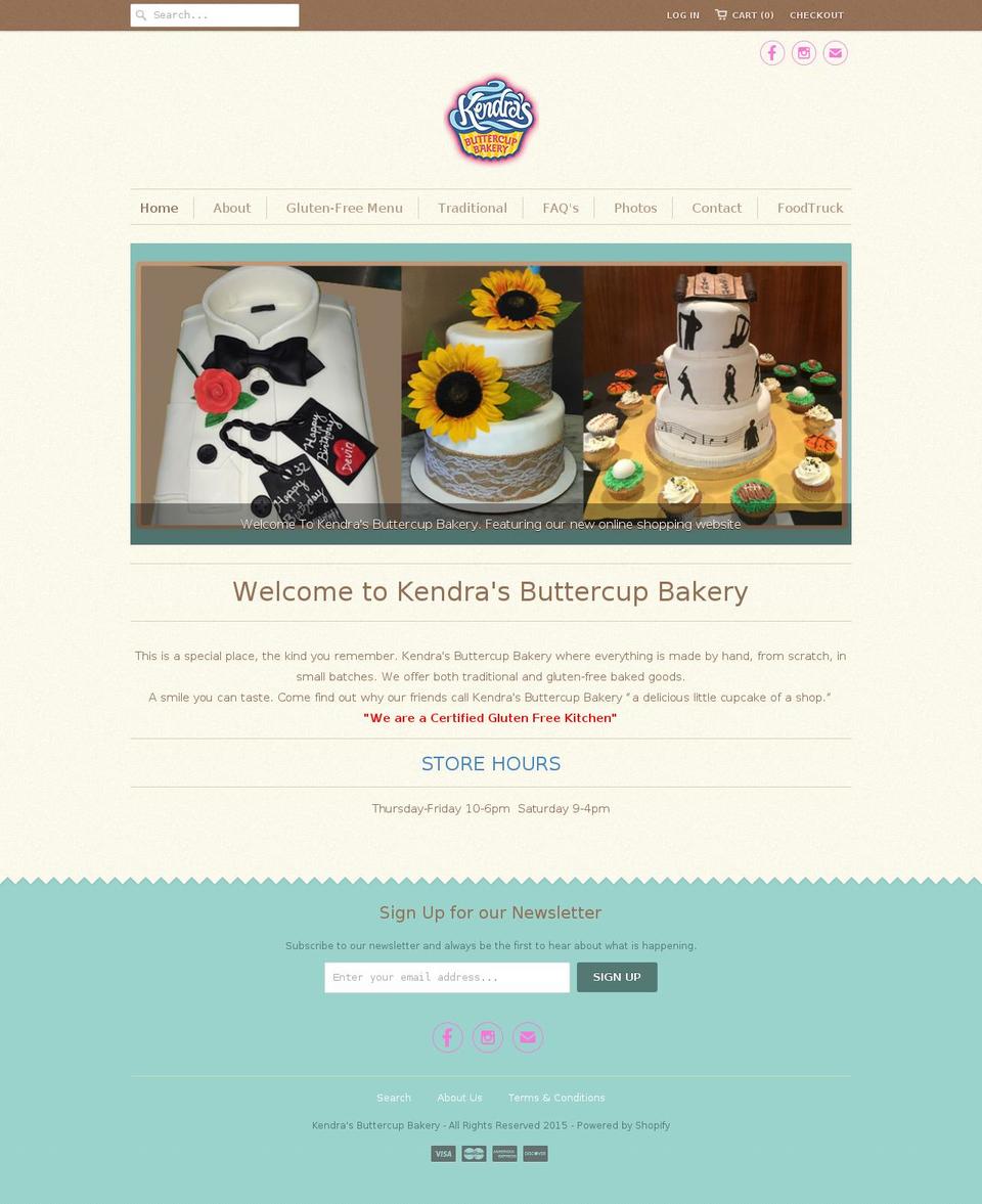 kendrasbuttercupbakery.com shopify website screenshot