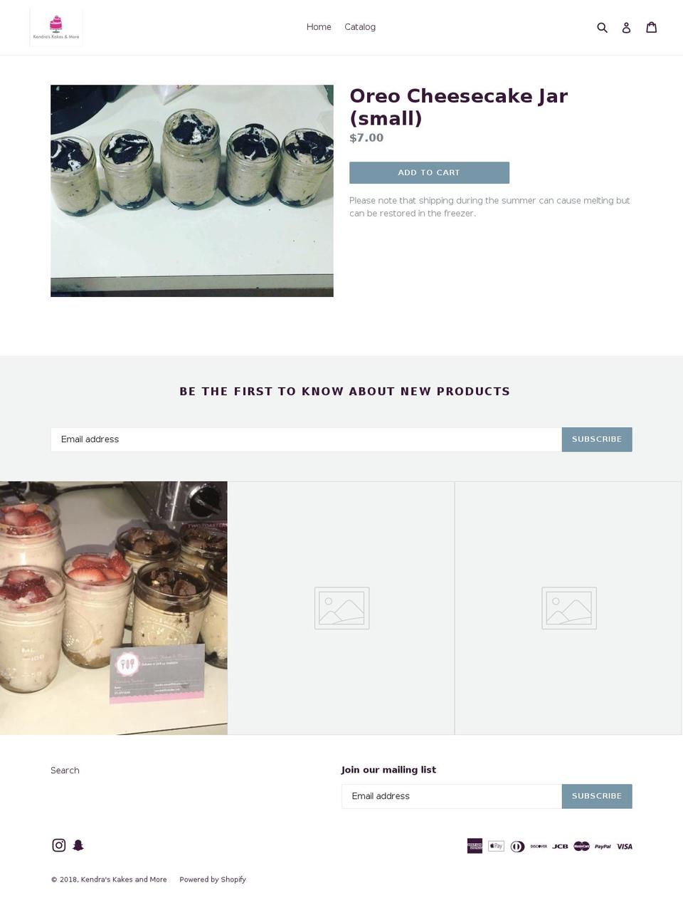 Snow Shopify theme site example kendraskakes.com