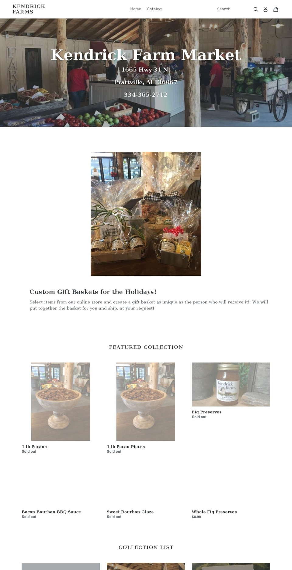 kendrickfarmmarket.com — Shopify storefront screenshot
