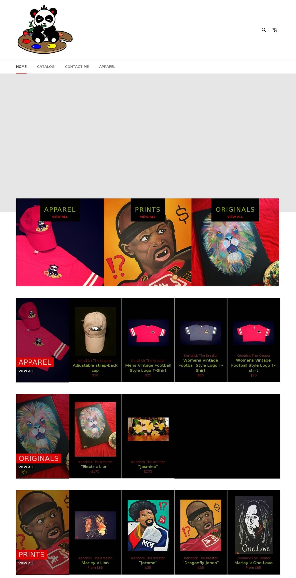 kendrickthekreator.com shopify website screenshot