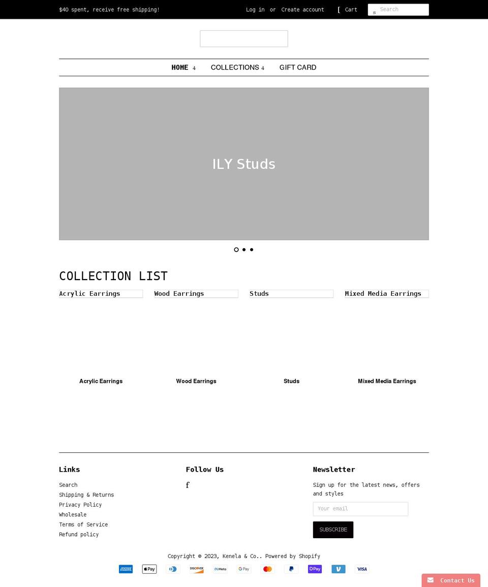 kenelaandco.com shopify website screenshot