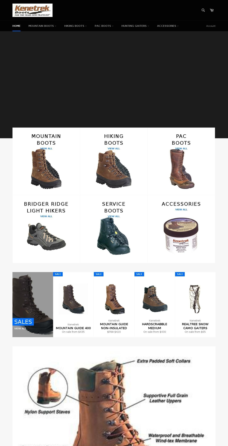 kenetrekboots.ca shopify website screenshot