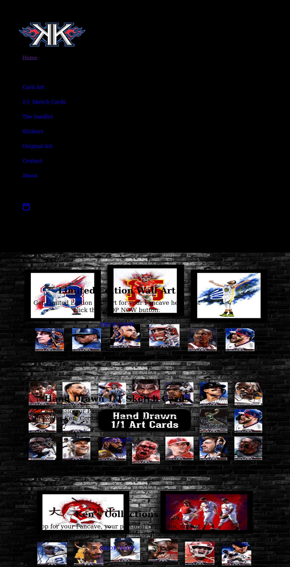 kenkarlsportsart.com shopify website screenshot