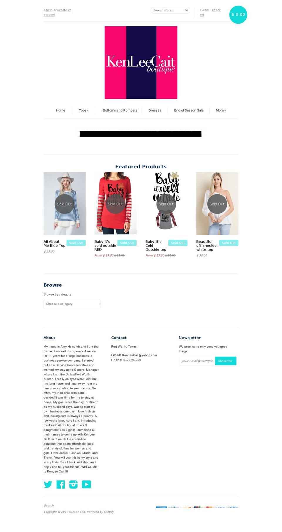 kenleecait.com shopify website screenshot
