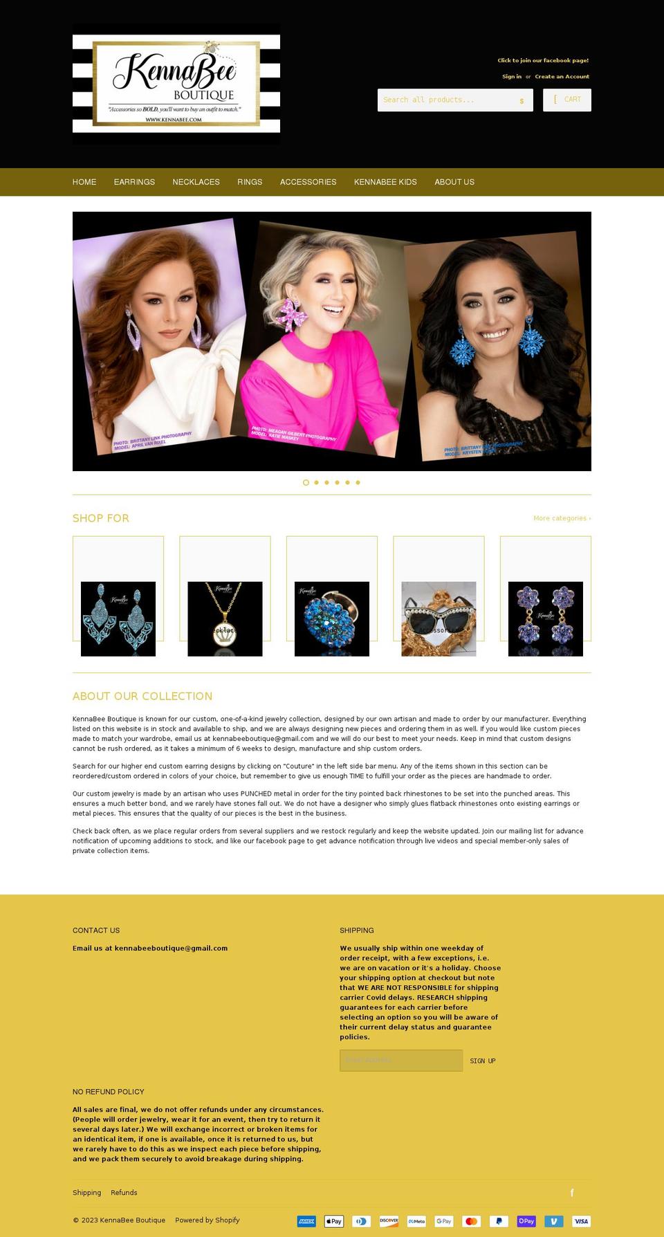 kennabee.com shopify website screenshot