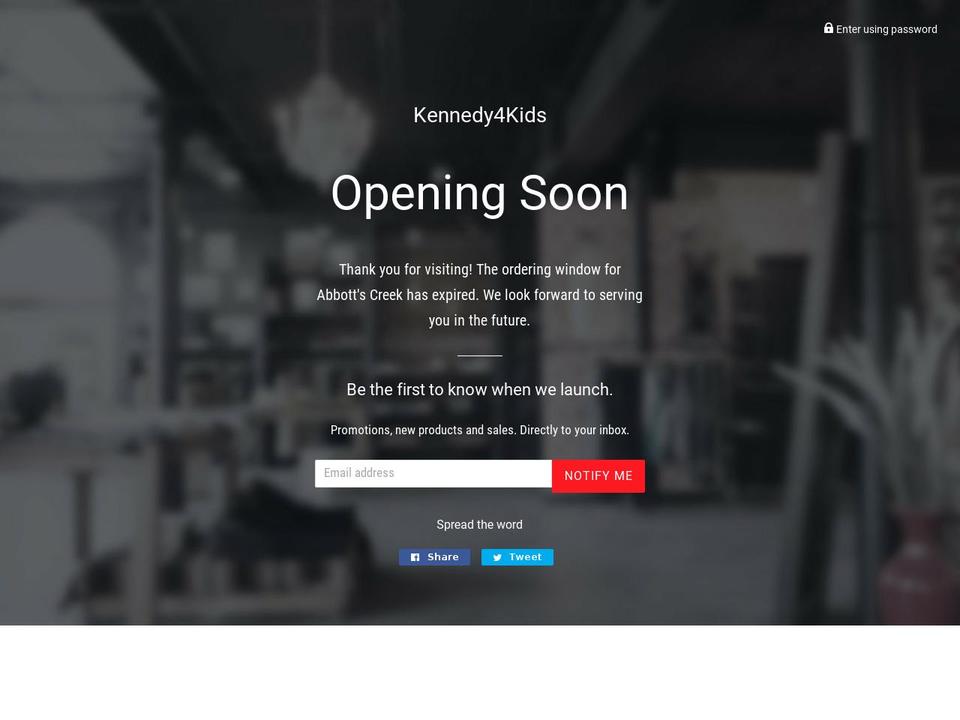 kennedy4kids.com shopify website screenshot