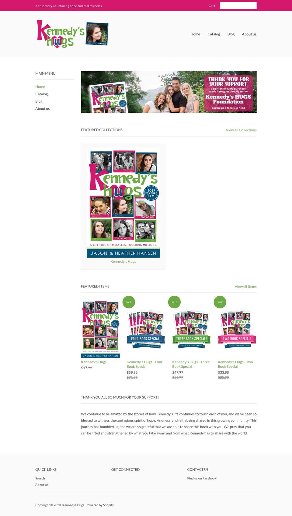 kennedys-hugs.myshopify.com shopify website screenshot