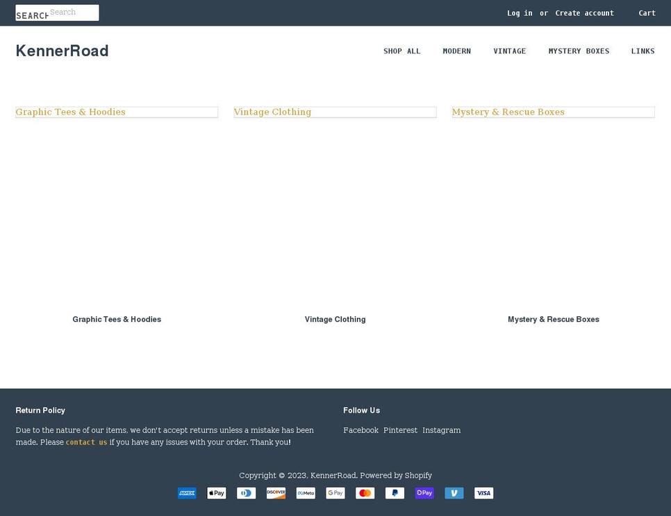 kennerroad.com shopify website screenshot