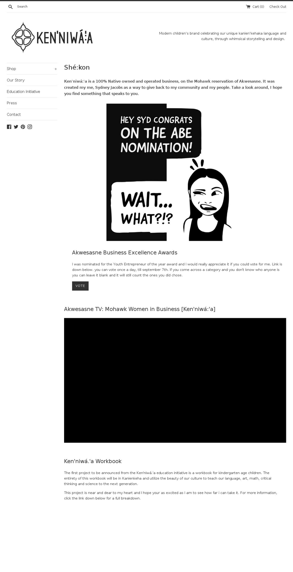 kenniwaa.com — Shopify storefront screenshot