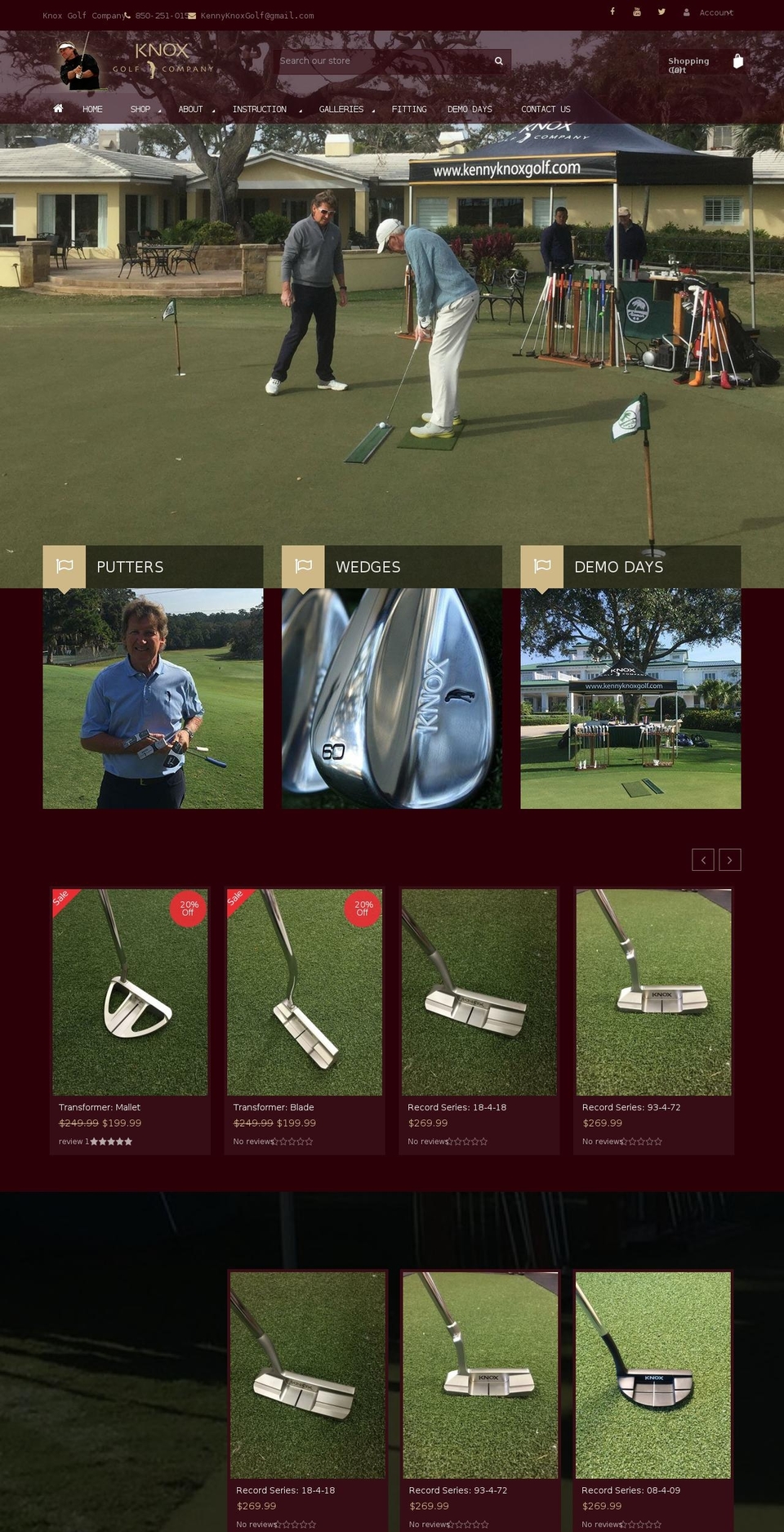 kennyknoxgolf.com shopify website screenshot