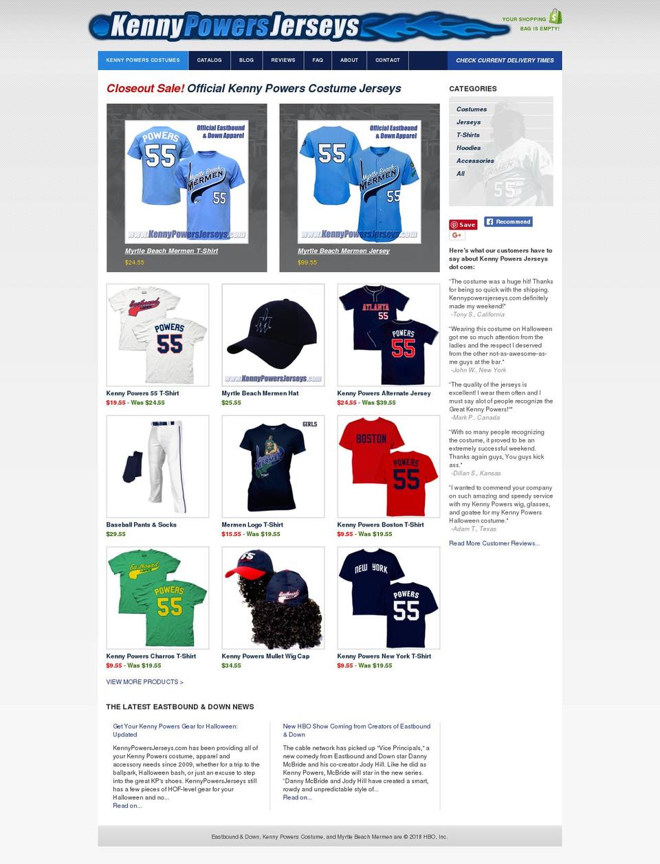 kennypowersjersey.com — Shopify storefront screenshot