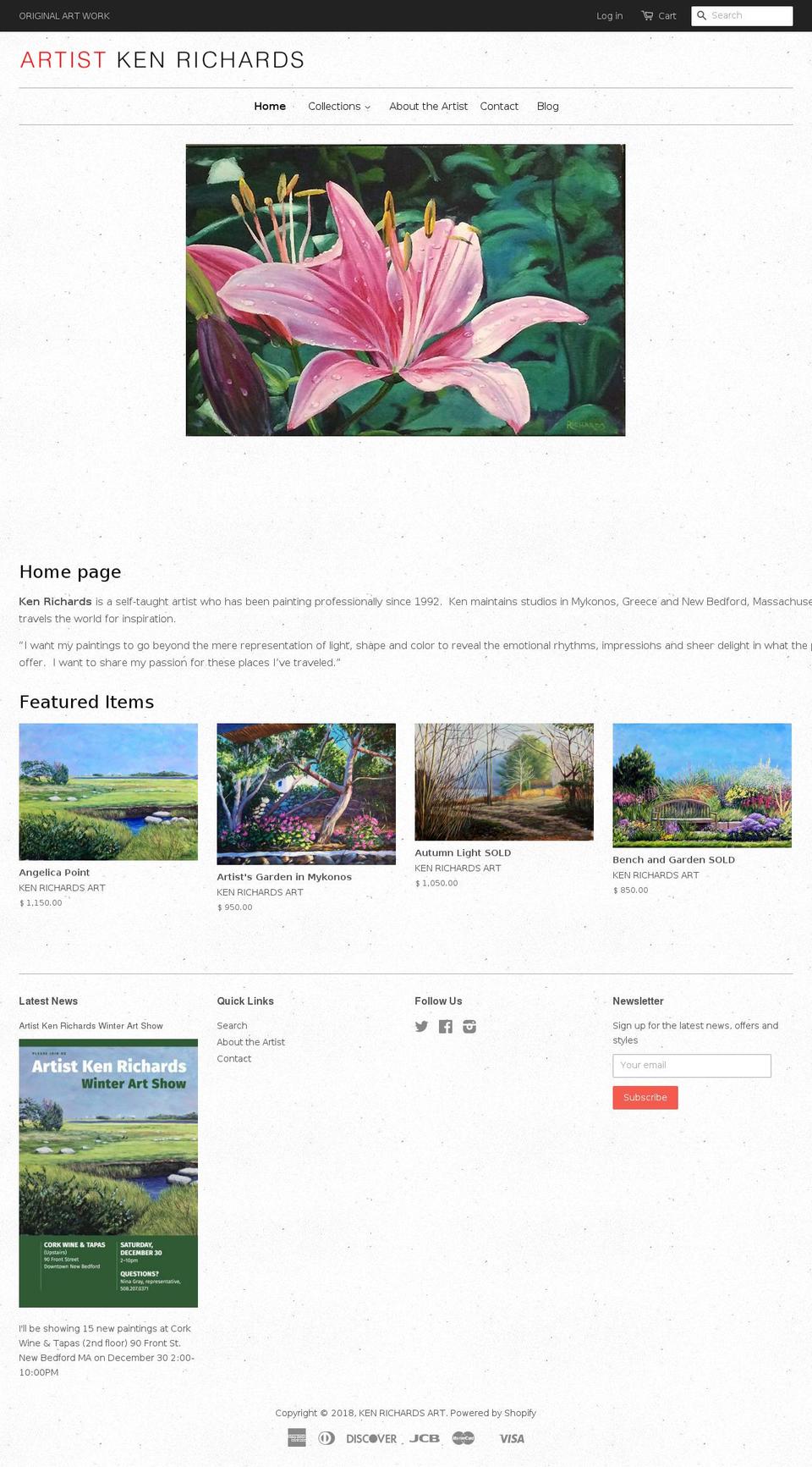 kenrichardsartist.com — Shopify storefront screenshot