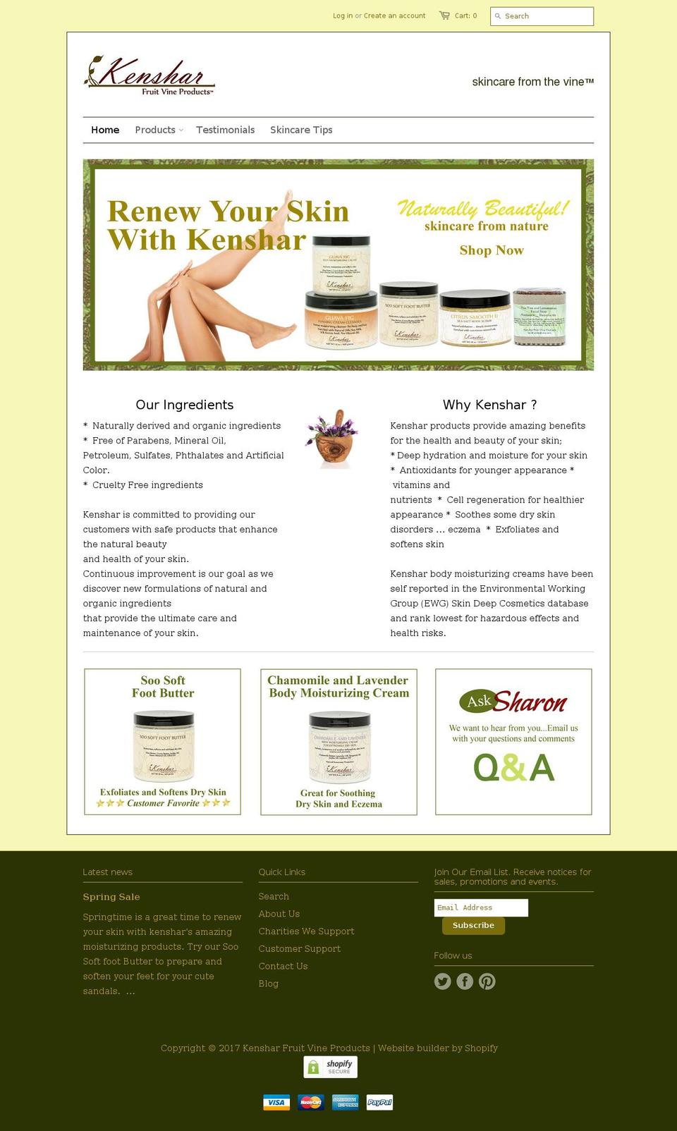 kensharproducts.com shopify website screenshot