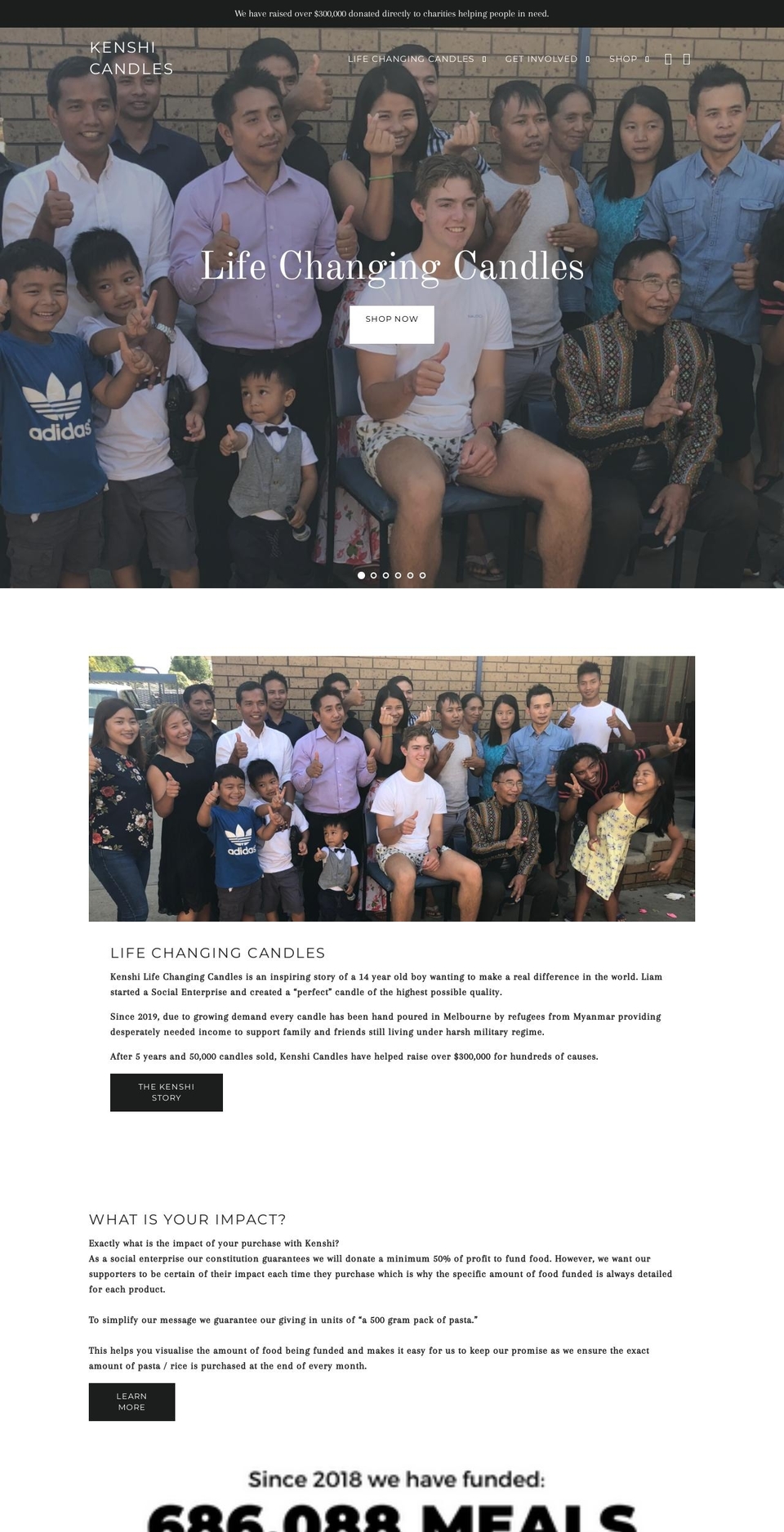 kenshicandles.com — Shopify storefront screenshot